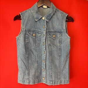 Bentley Arbuckle Vintage Denim Vest Sleeveless Button Up Blue Jean Vest‎ Size 4
